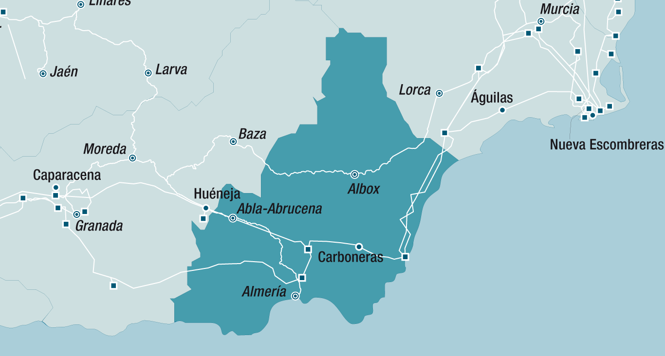 Mapa de la red de Almería