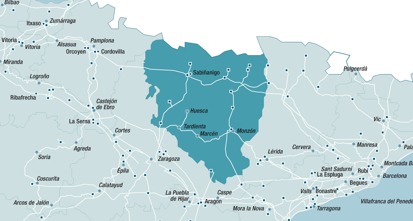 Mapa de la red de Huesca