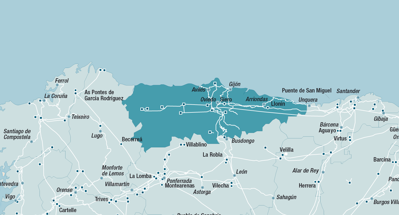 Mapa de la red de Asturias