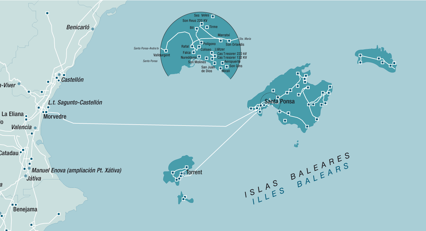 Mapa de la red de Islas Baleares