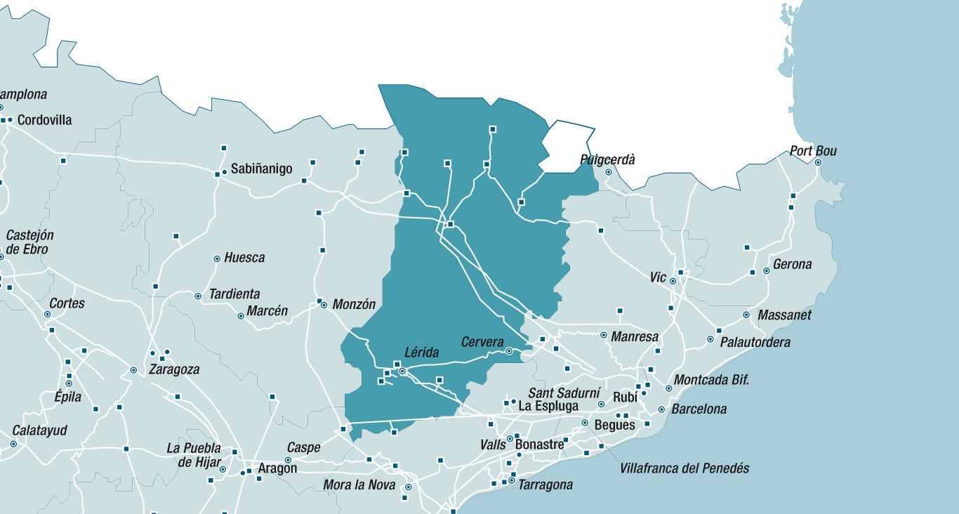 Mapa de la red de Lérida