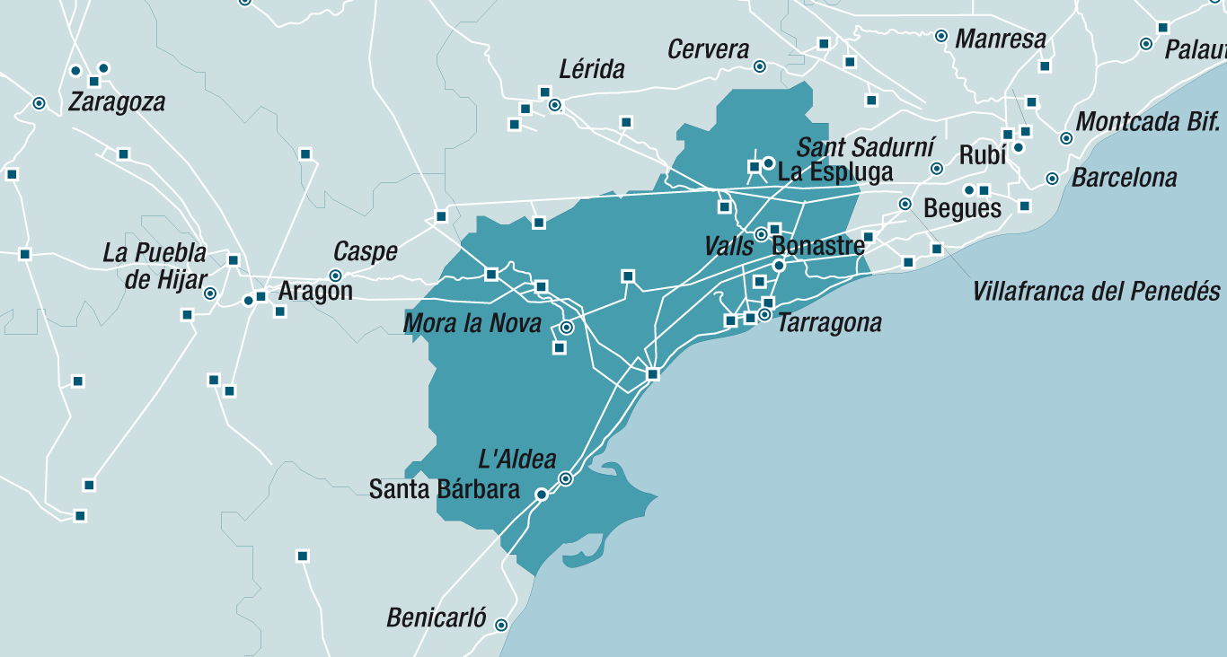 Mapa de la red de Tarragona