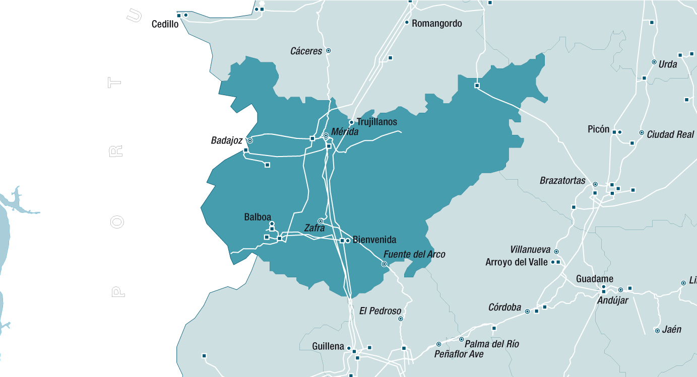 Mapa de la red de Badajoz