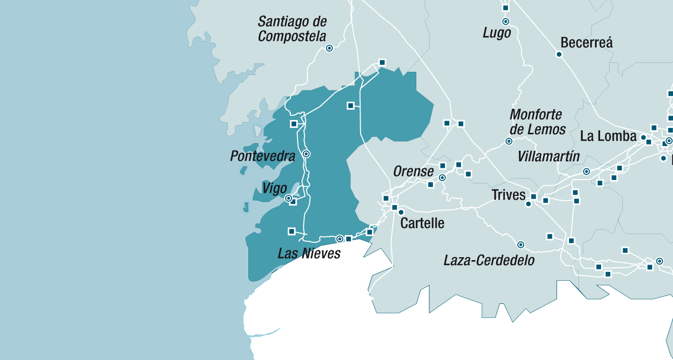 Mapa de la red de Pontevedra