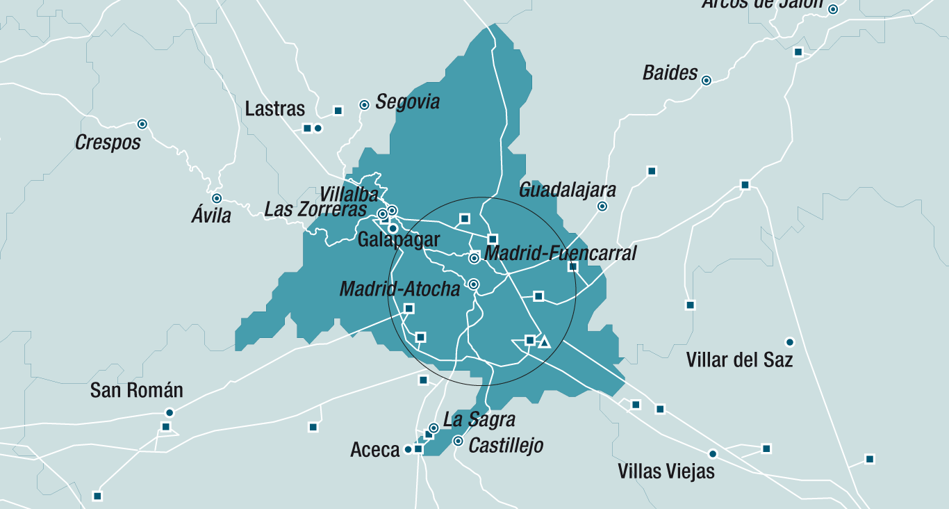 Mapa de la red de Madrid