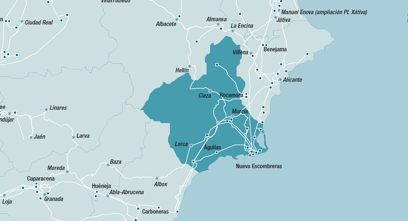 Mapa de la red de Murcia