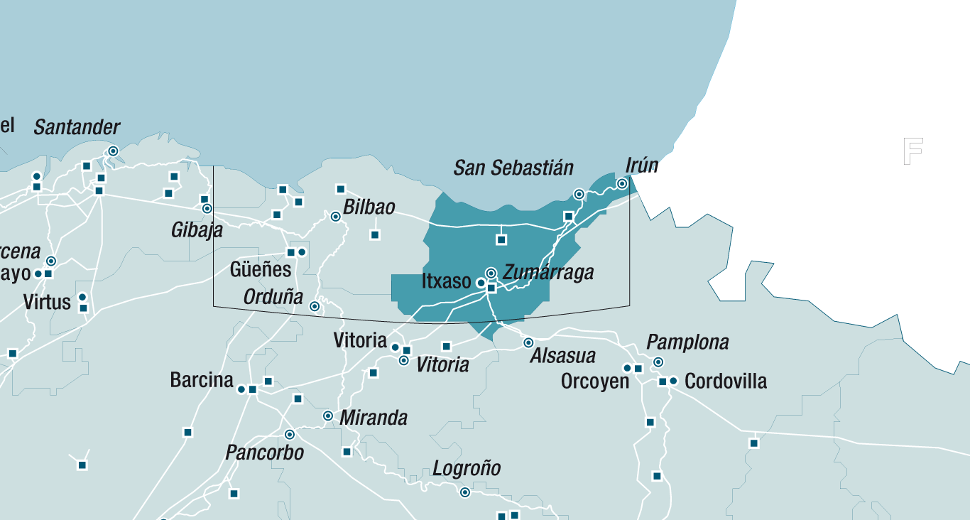 Mapa de la red de Guipúzcoa 