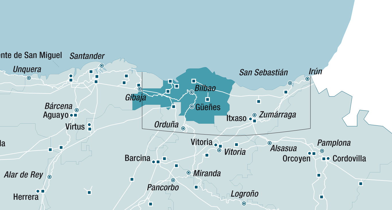 Mapa de la red de Vizcaya