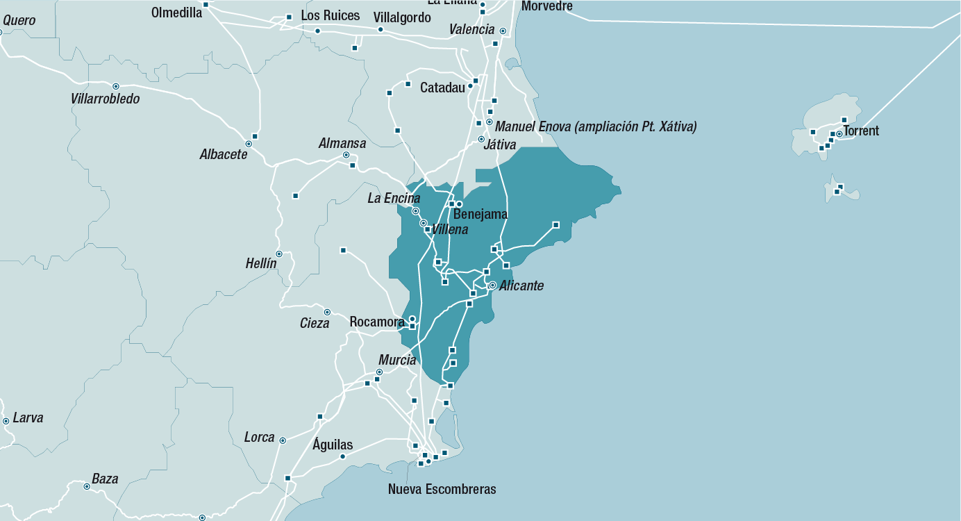 Mapa de la red de Alicante