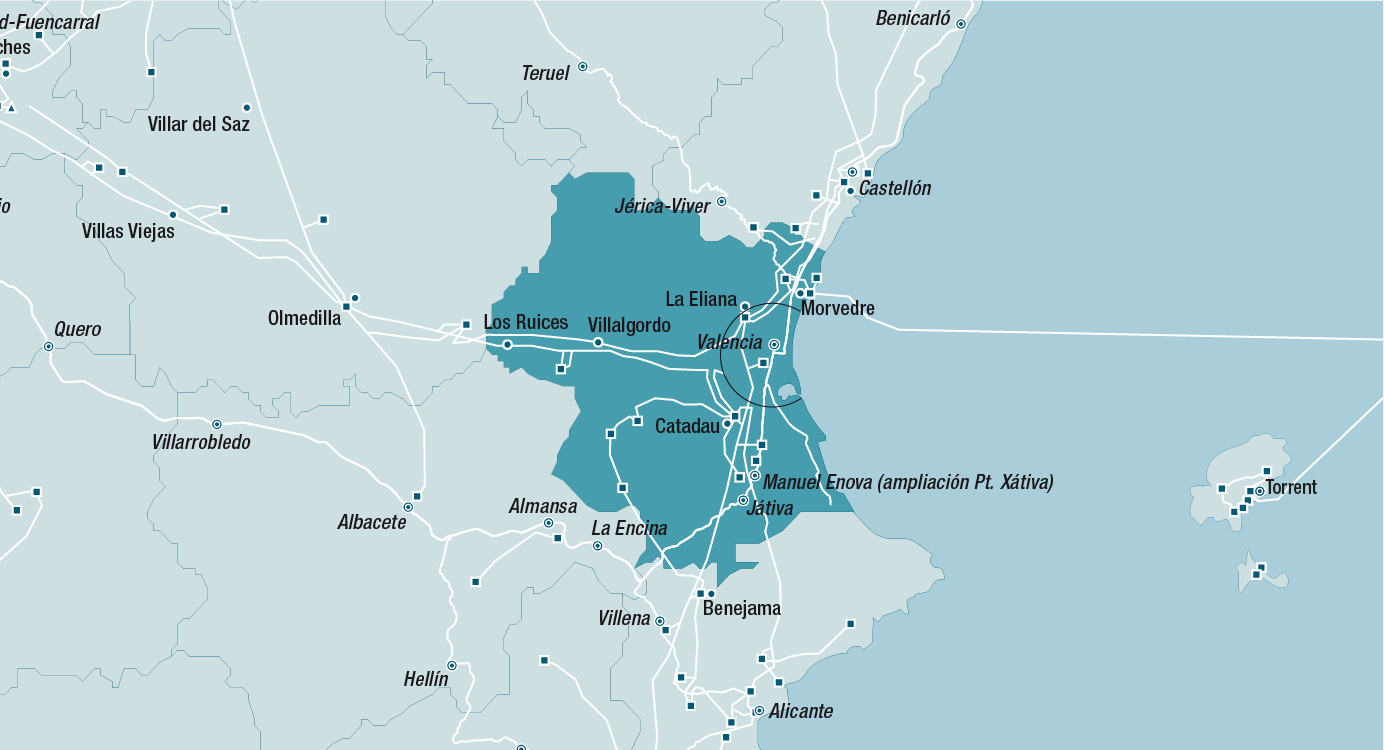 Mapa de la red de Valencia
